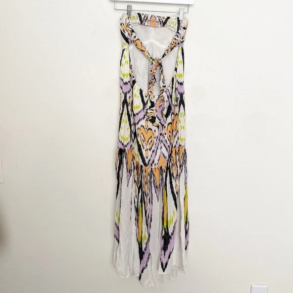 Free People Mojave Aztec Strapless Tie Smocked Open Back Maxi Dress - Picture 4 of 11